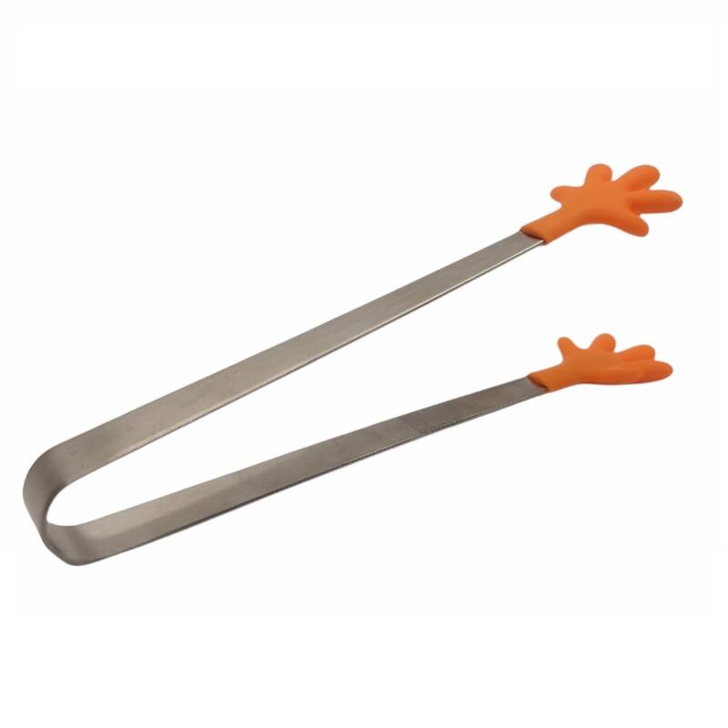 Handy Housewares 5" Long Stainless Steel Mini Tongs with Silicone Hand Shaped Tips