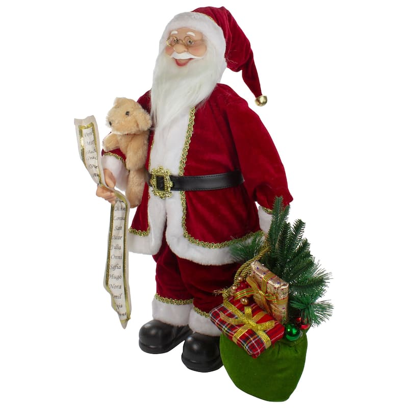 2' Standing Santa Christmas Figure with Presents and a Naughty or Nice List