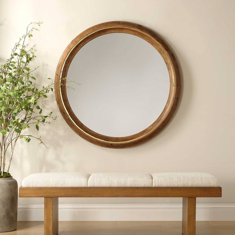 Uttermost Frontier Round Wood Mirror - 44.50" W x 44.50" H x 2.75" D