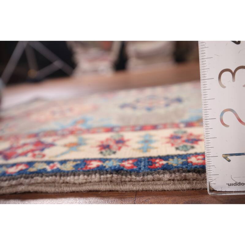 Geometric Kazak Foyer Rug Hand-Knotted Wool Carpet - 2'0" x 2'9"