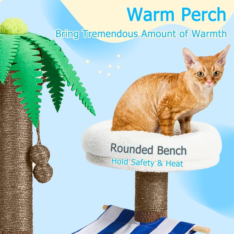 EROMMY Cat Tree – Multi-Level Cat Tower with Sisal Scratching Posts & Swing Ball, Modern Cat Furniture for Indoor Cats