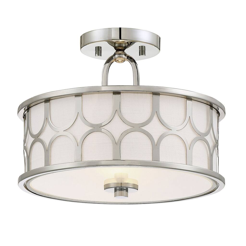 Melanie Home Two Light Semi Flush Mount Msemi Polished Nickel - Exact Size