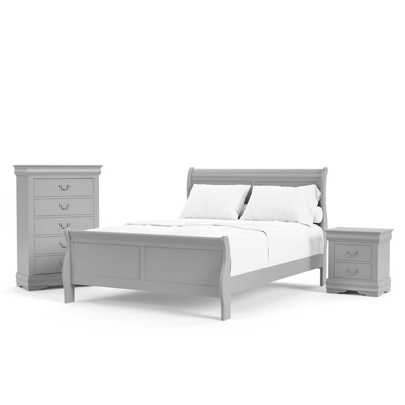 Furniture of America Mayday Traditional Solid Wood 3-Piece Sleigh Bedroom Set