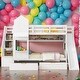 preview thumbnail 2 of 8, Impression & Castle Style Twin over Twin Bunk Bed with 2 Drawers 3 Shelves and Slide, Sturdy construction & Extra Fun, White