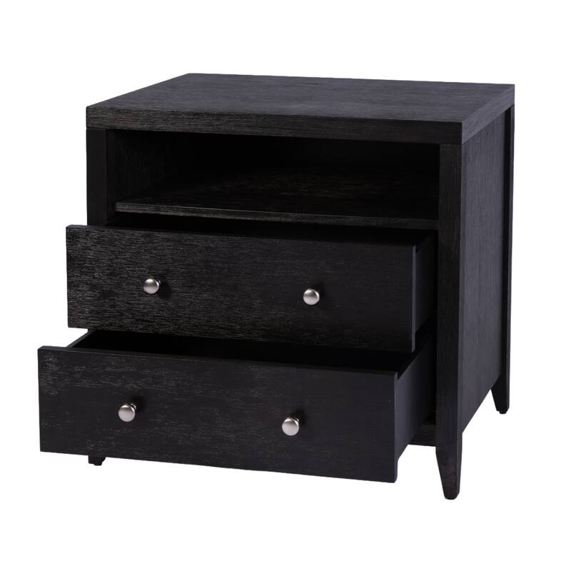Dana 28 in. W Rectangular Wood 2 Drawer Nightstand with Top Shelf