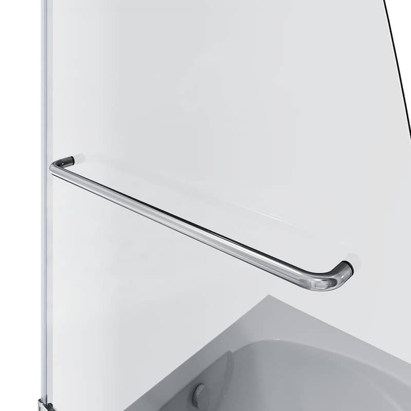 Elegant Shower Doors for Bathtub 34" W x 58" H Pivot Hinged Tub Door Screen with 5/16" Glass in Chrome Finish(Exclud Bathtub)