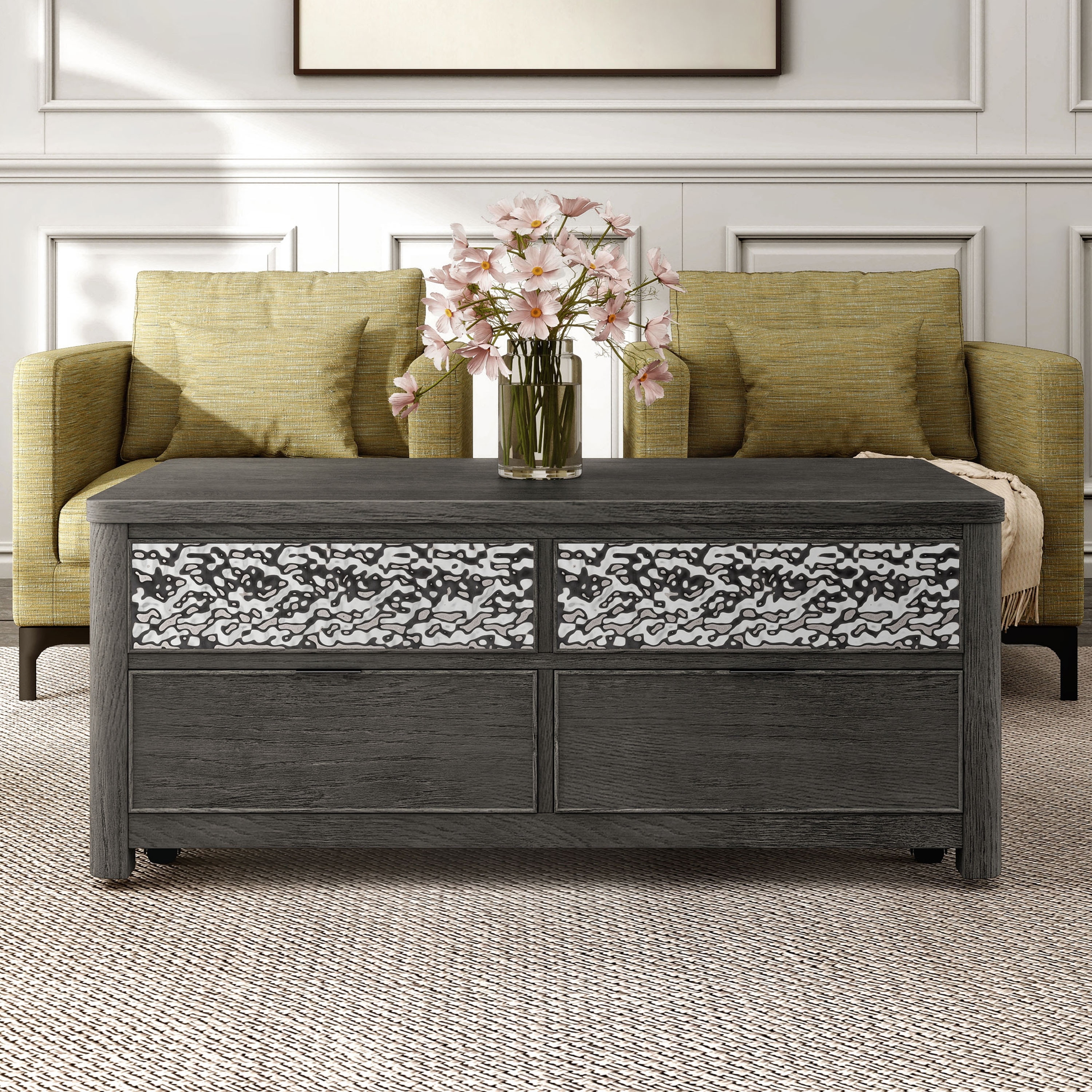 Furniture of America Piez Modern Ash Grey Wood Lift-Top Storage