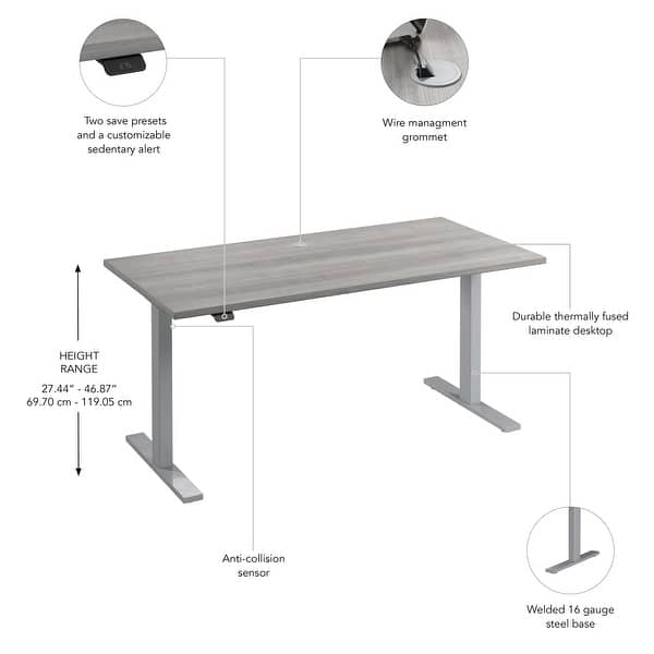 dimension image slide 0 of 22, Bush Business Furniture Move 60 Series 60x30 Adjustable Standing Desk