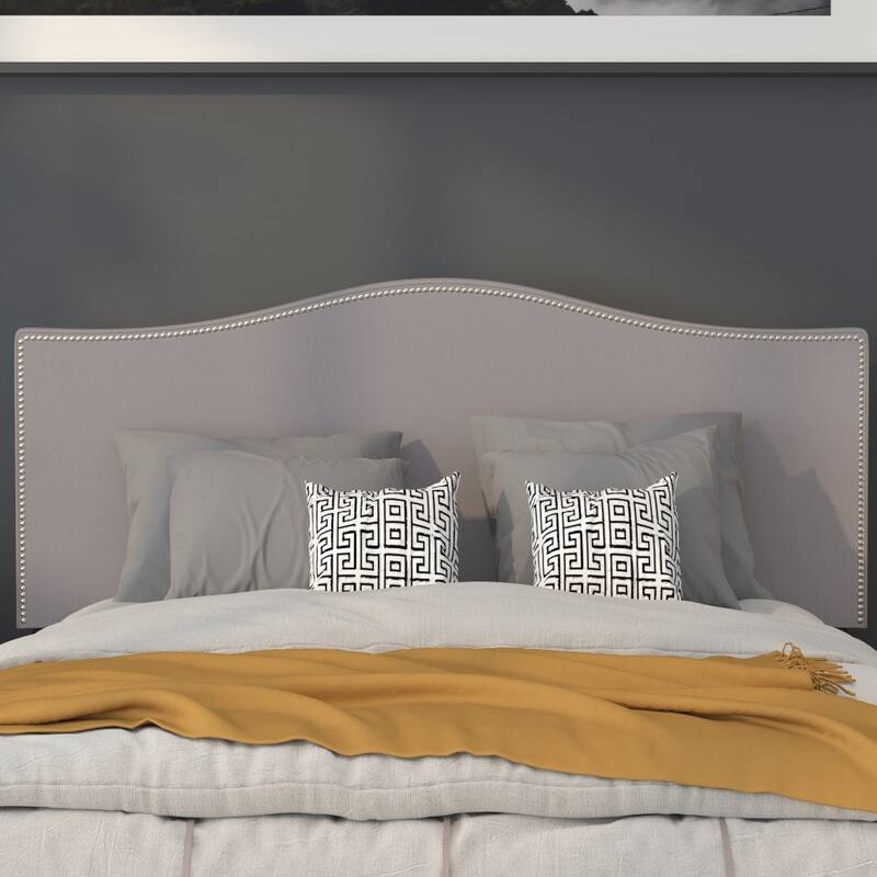 Arched Upholstered Headboard with Nailhead Trim