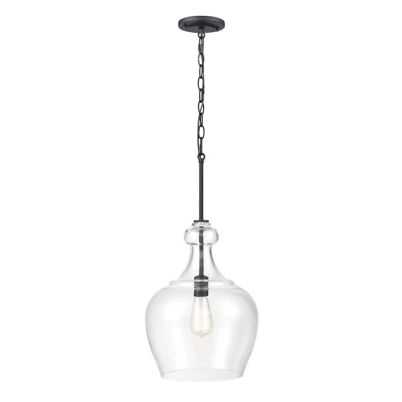Millennium Lighting Corra 1 Light Pendant Fixture in Multiple Finishes with Glass Shade - Matte Black