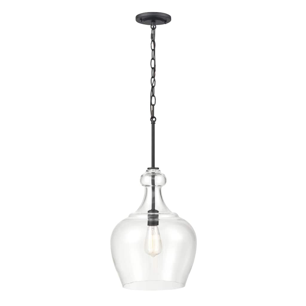 Millennium Lighting Corra 1 Light Pendant Fixture in Multiple Finishes with Glass Shade