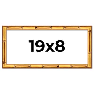 19x8 Frame Gold Bamboo Solid Wood Picture Frame | 1 Inch Moulding