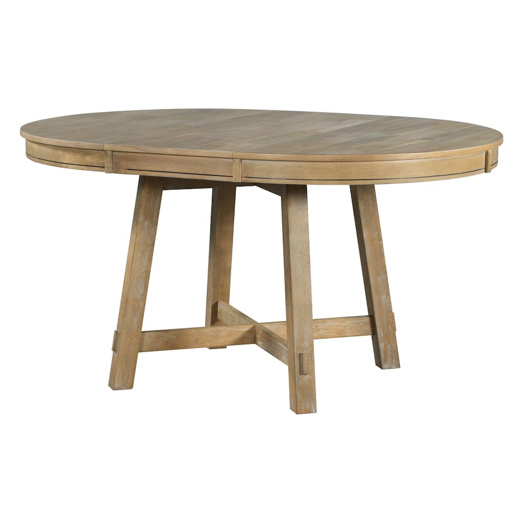 Round Extendable Dining Table With 16" Leaf Kitchen Table End Table Coffee Working Desk Solid Wood Dining Room Table
