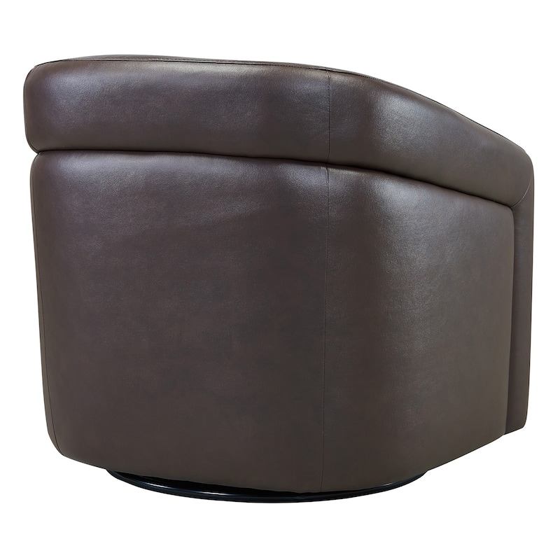 Desi Leather Swivel Barrel Arm Chair for Living Room