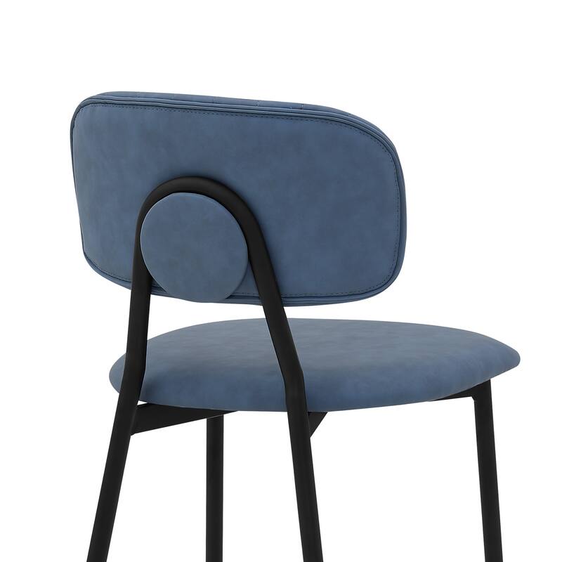 Rococo Faux Leather and Metal Upholstered Counter Height Bar Stool