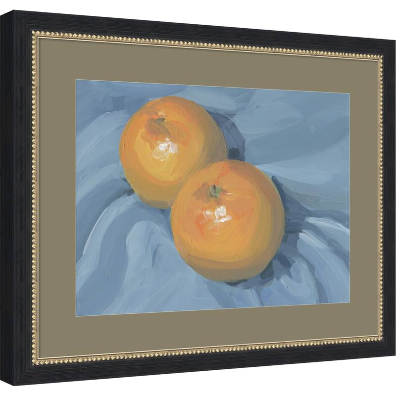Oranges on Blue by Carrie Arnold Wood Framed Wall Art Print
