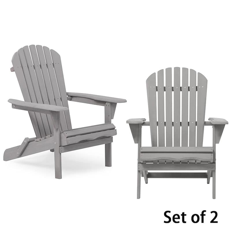 Wood Folding Adirondack Chair Set of 2, Lounge Chair for Outdoor - 31"D x 28"W x 36"H - Grey