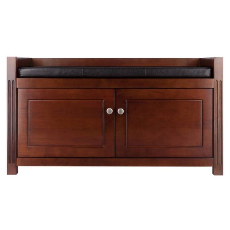 Wood Storage Hall Bench with Cabinets - 21.5" - Walnut Finish