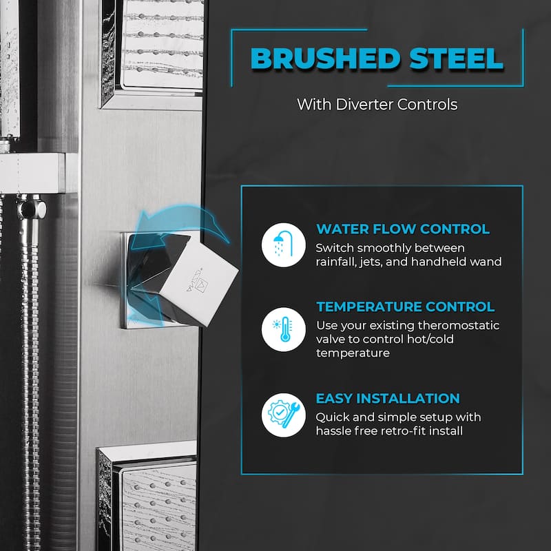 Aura 2-Jetted Shower Panel with Heavy Rain Shower & Spray Wand