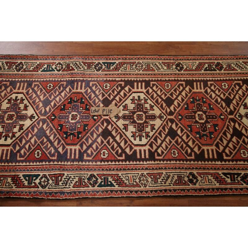 Bakhtiari Persian Vintage Runner Rug Hand-knotted Wool Carpet - 3'2"x 10'0"