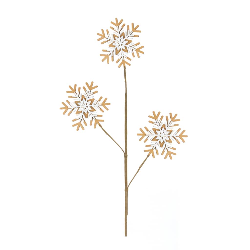 Wood Snowflake Spray (Set of 6) - Yellow