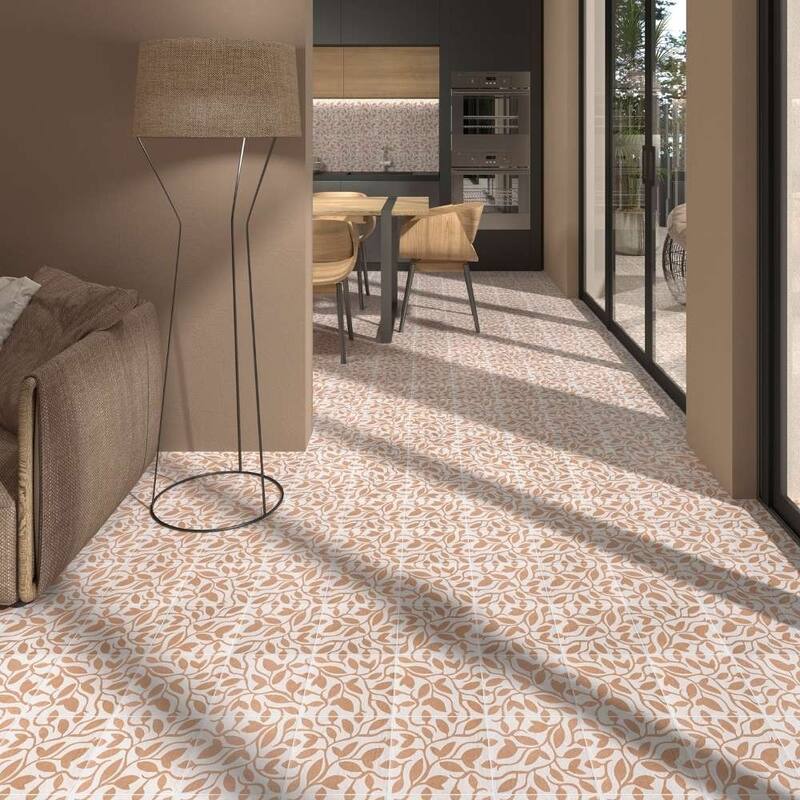 The Tile Life Verity Vine 8x8 Matte Patterned Porcelain Floor & Wall Tile