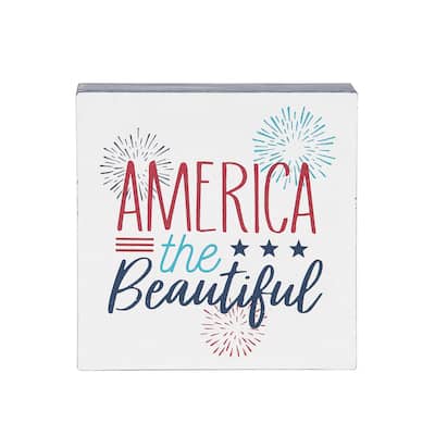 America The Beautiful Fourth of July Shelf Block