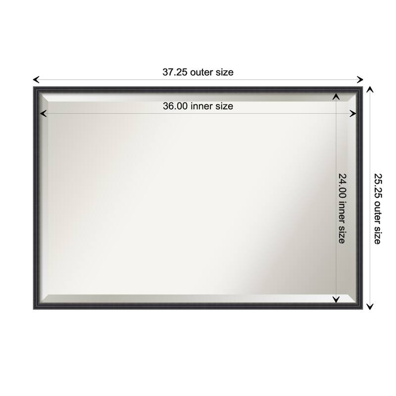 Stylish Black Narrow Beveled Wood Framed Wall Mirror - Stylish Black Narrow - Glass Size 36x24
