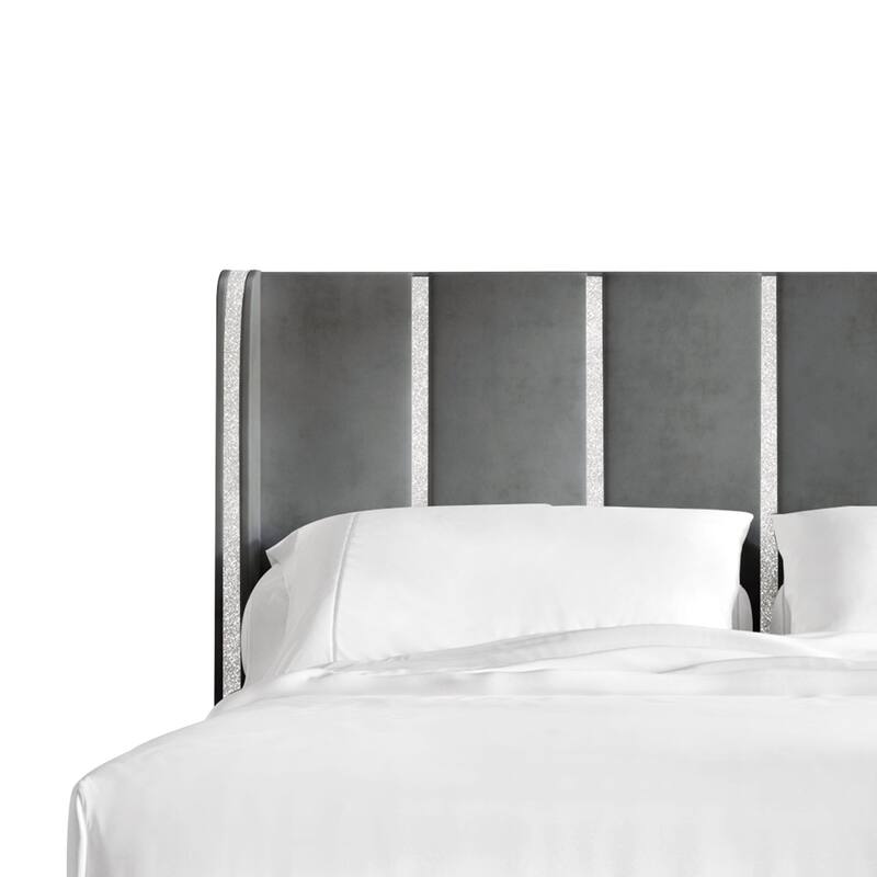 CraftPorch Luxurious Crystal Diamond Strip Velvet Upholstered Bed