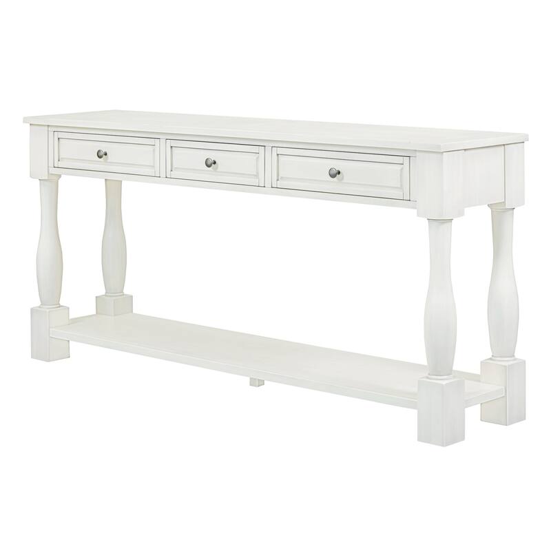 Long Console Table with Drawers and Shelf