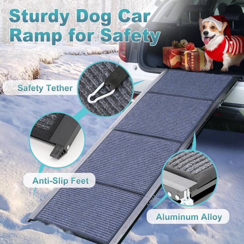 Large Dog Ramp for Car, Folding Portable Pet Ramp With Non-Slip Rug