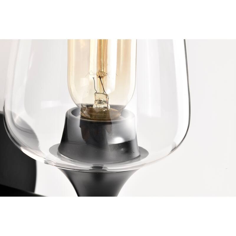Matte Black 1-Light Indoor Wall Sconce with Clear Glass Shade