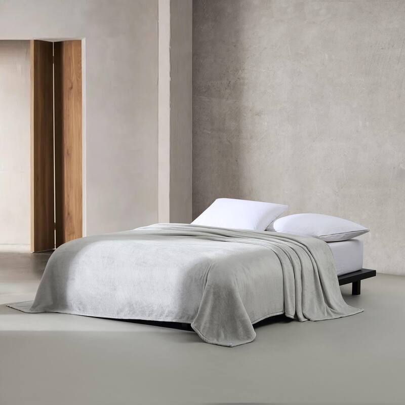 Calvin Klein Plush Solid Reversible Blanket