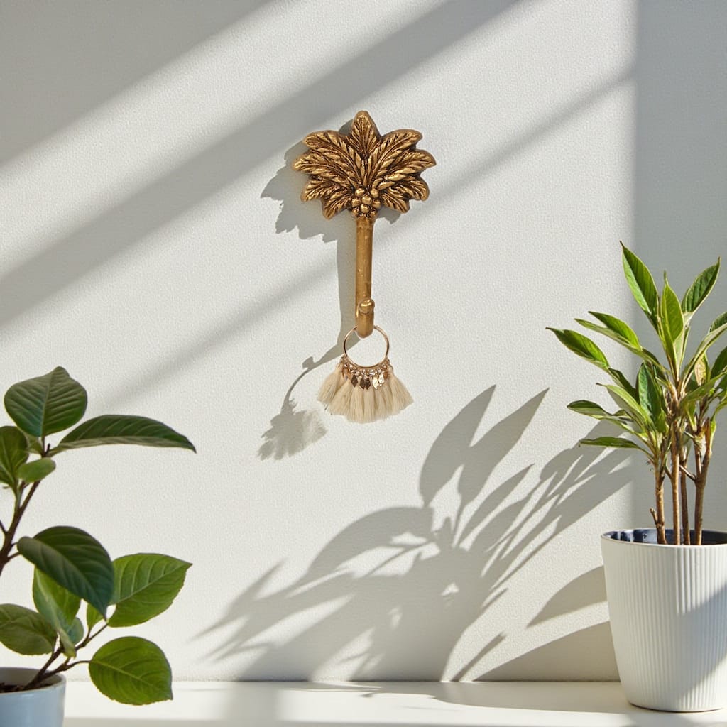 Theira Palm Tree Gold Cast Iron Wall Hook - N/A