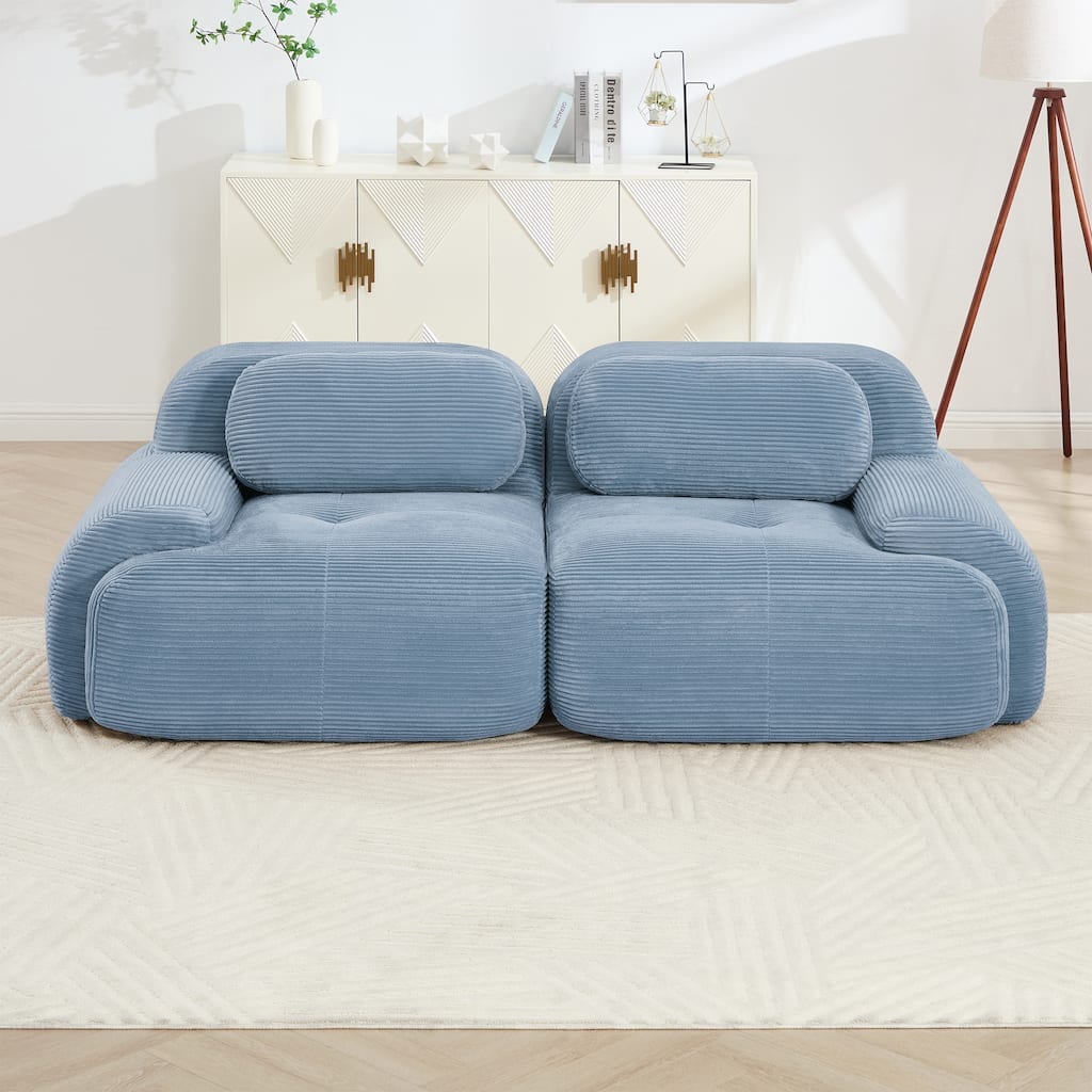 Sectional Sofa Couch Blue Modular Sofa Couch for Living Room, Rustic Loveseat 2-Seater Sofa Couch Settee