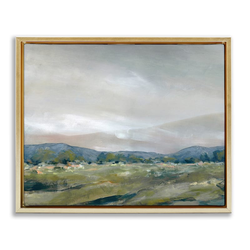 Stupell Foggy Morning Mountains Framed Floater Canvas Wall Art Design By Carol Robinson - 21 x 17 - Gold