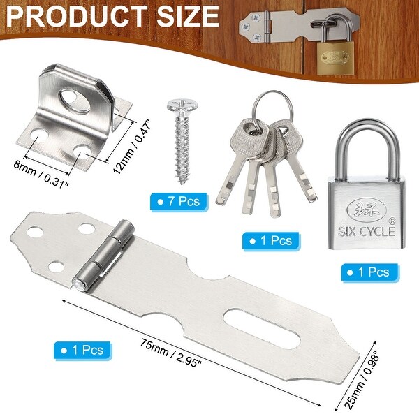 Hasp Lock Latch Stainless Steel Packlock Clasp with Screw/Key