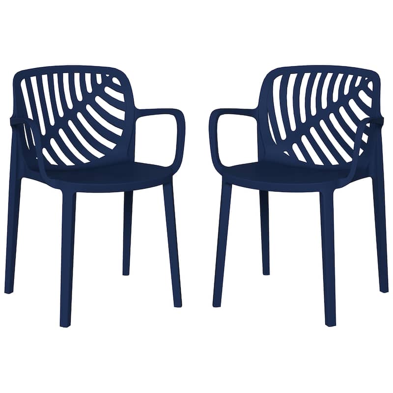 Frond and Form Outdoor Stacking Dining Armchair (Set of 2) - Navy Blue