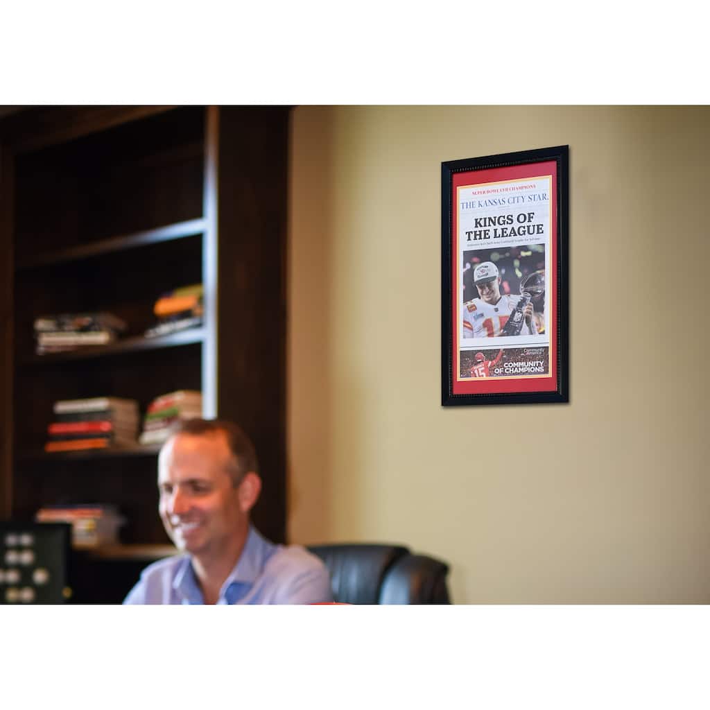 Kansas City Chiefs Super Bowl 57 LVII Front Page KC Star 14x26 Framed Newspaper Patrick Mahomes 2/14/23 KINGS OF THE LEAGUE