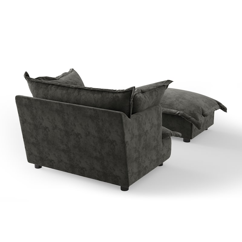 Modern Cloud Chaise Longue Accent Chair with Ottoman set