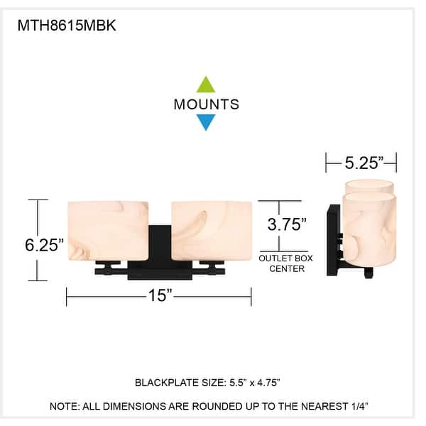 Mather 2-Light Matte Black Bath Light