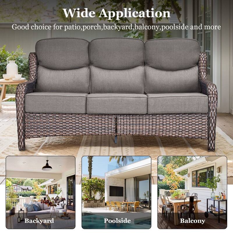 Pocassy 4 Pieces Outdoor 6" Sofa Swivel Chair with Fire Pit Table