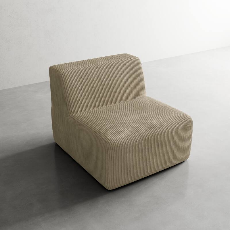 Corduroy Armless Chair Accent Chair - KHAKI