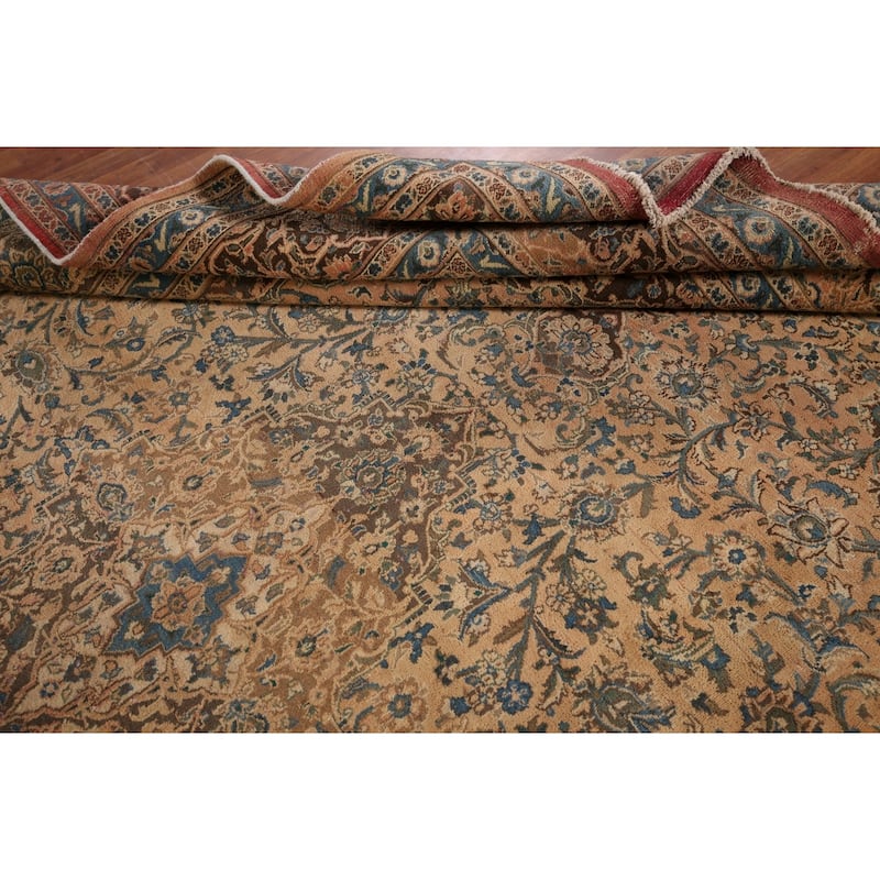Traditional Mashad Vintage Persian Rug Hand-Knotted Wool Carpet - 9'8" x 12'5"