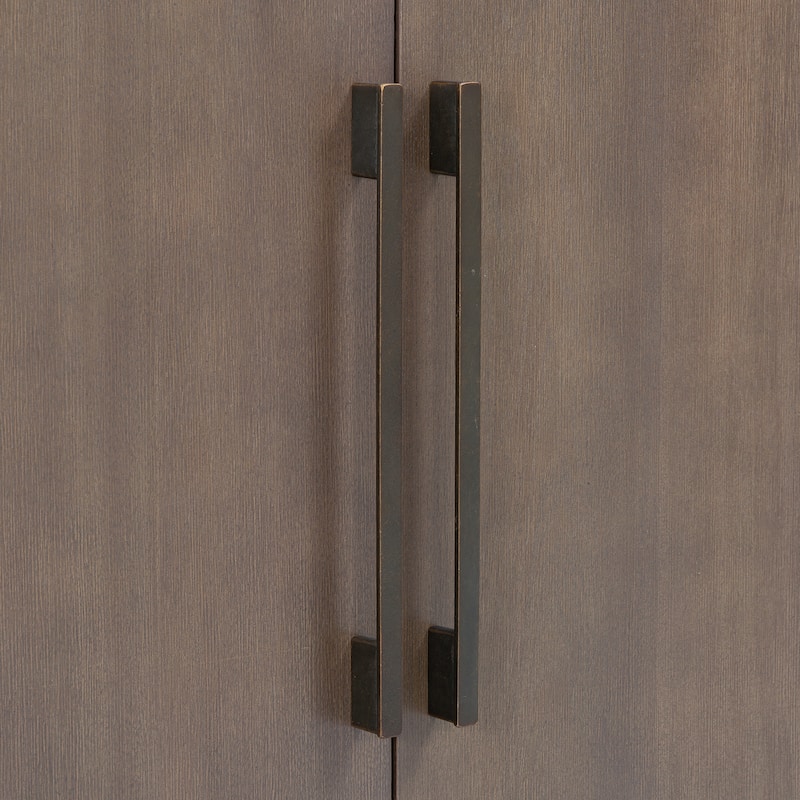 47.25"Sideboard with Pine Veneer and 2 Doors, Retro Buffet with Adjustable Feet, Wooden Storage Cabinet with Metal Handles