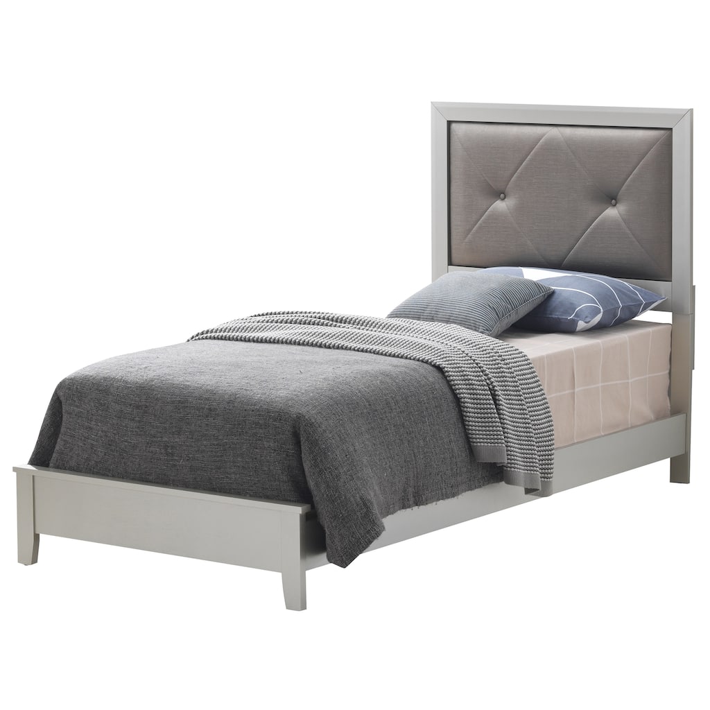 Twin Size MDF Panel Bed with Sturdy Frame and Easy Assembly