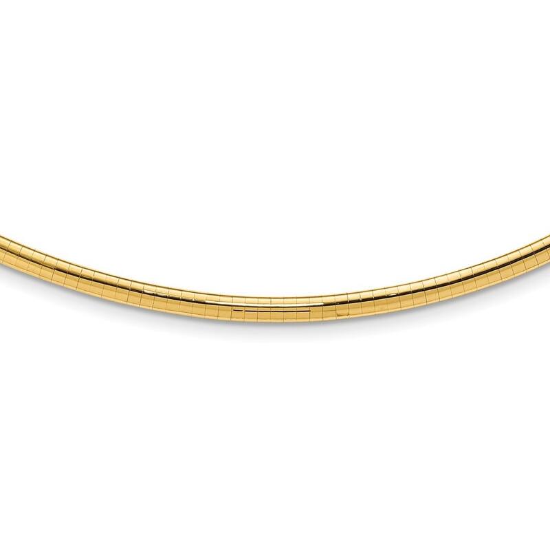 Curata 14k Yellow Gold Solid Polished 4mm Domed Omega Bracelet 7 Inch Omega Clasp