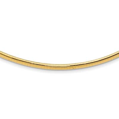 Curata 14k Yellow Gold Solid Polished 4mm Domed Omega Bracelet 7 Inch Omega Clasp