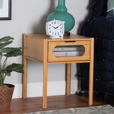 Naresh Mid-Century Modern Transitional Natural Brown Bamboo Wood 1-Drawer End Table