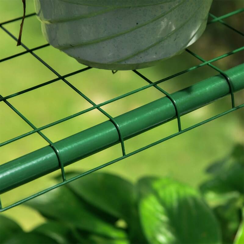 Clear Plastic Steel Frame Walk-In Greenhouse with Shelves and Cover - Clear-56.25" L x 56.25" W x 76.75" H